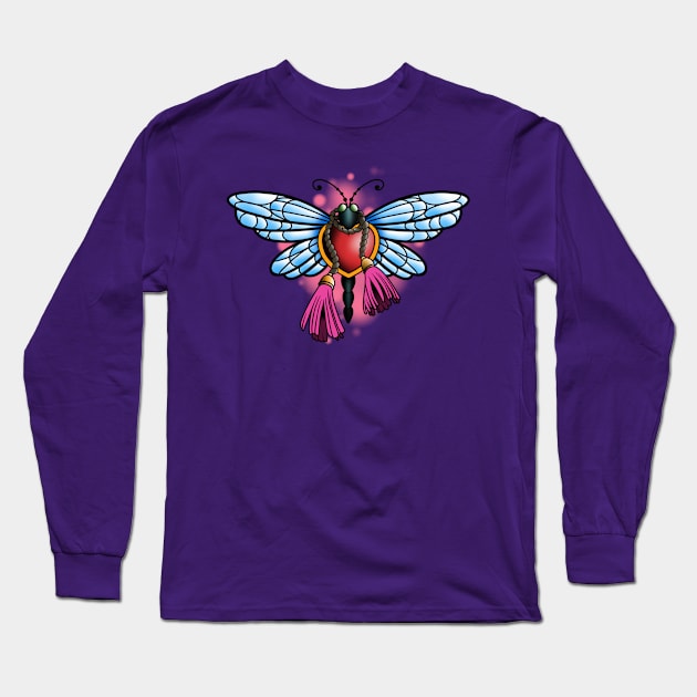 Dragonfly with love heart body Long Sleeve T-Shirt by InkSmith